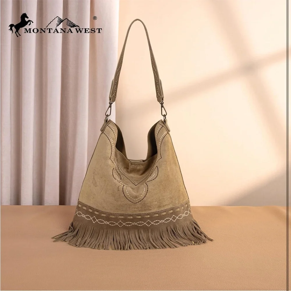 Western Fringe Embroidered Shoulder Bag